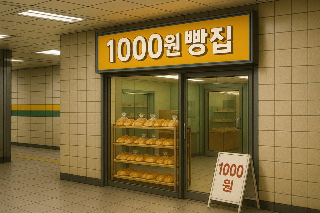 지하철에 위치한 천원 빵집