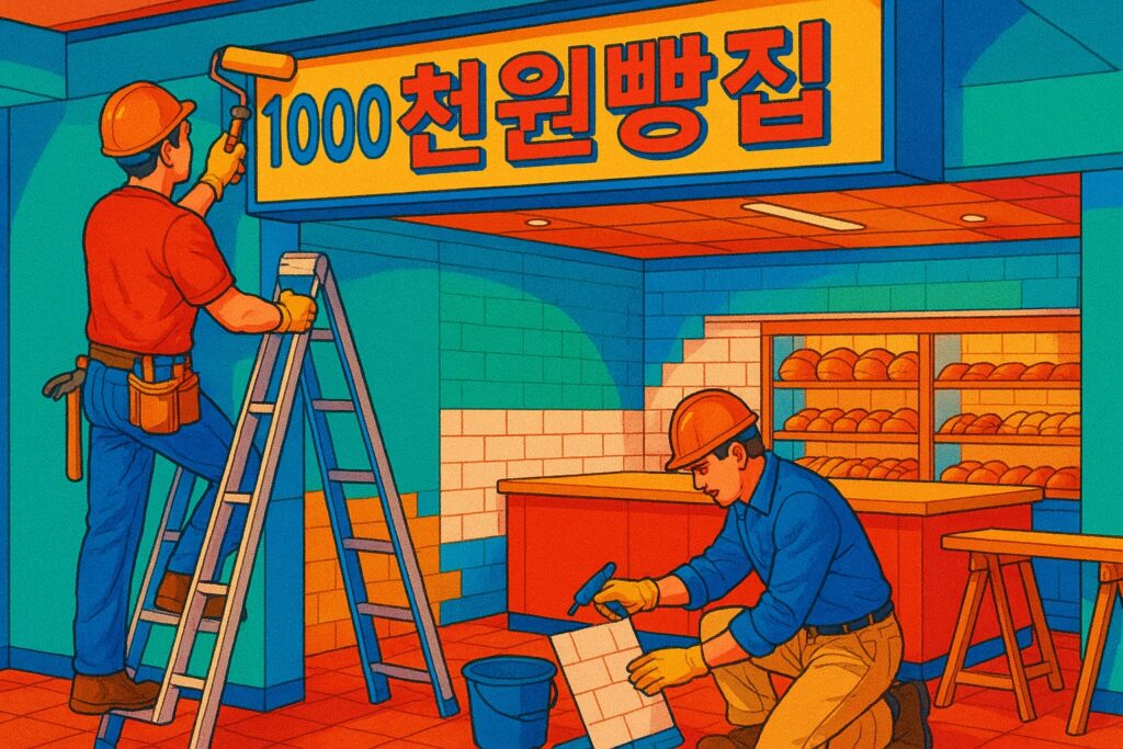 천원 빵집 인테리어 장면