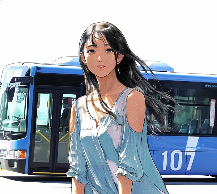 서울시내 버스 색깔 파란색 이미지