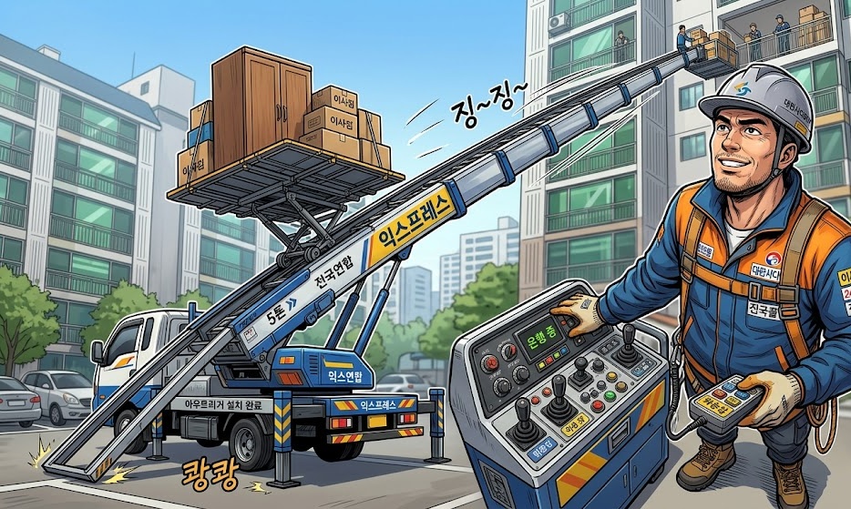 사다리차 기사 작업 현장